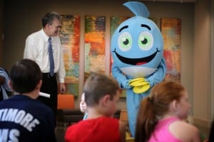 "Splash" the UNC Nash mascot, is a frequent visitor to schools and community events to help educate the youth of the Rocky Mount community
